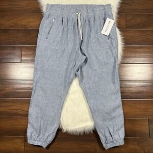 Athleta Women's Size 18 Blue Chambray Cabo‎ Linen Jogger Pants NWT